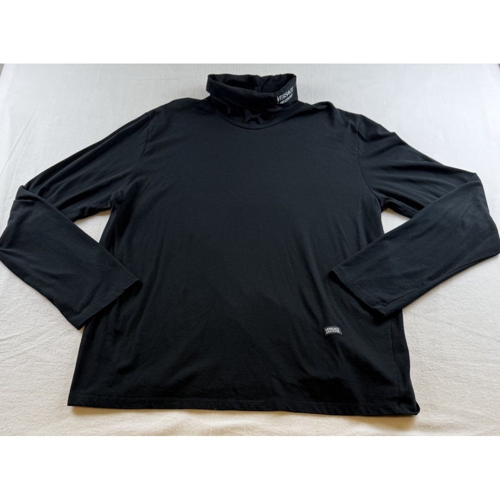 Vintage 90s Versace Jeans Couture Turtleneck Long Sleeve Shirt Made in Italy XL